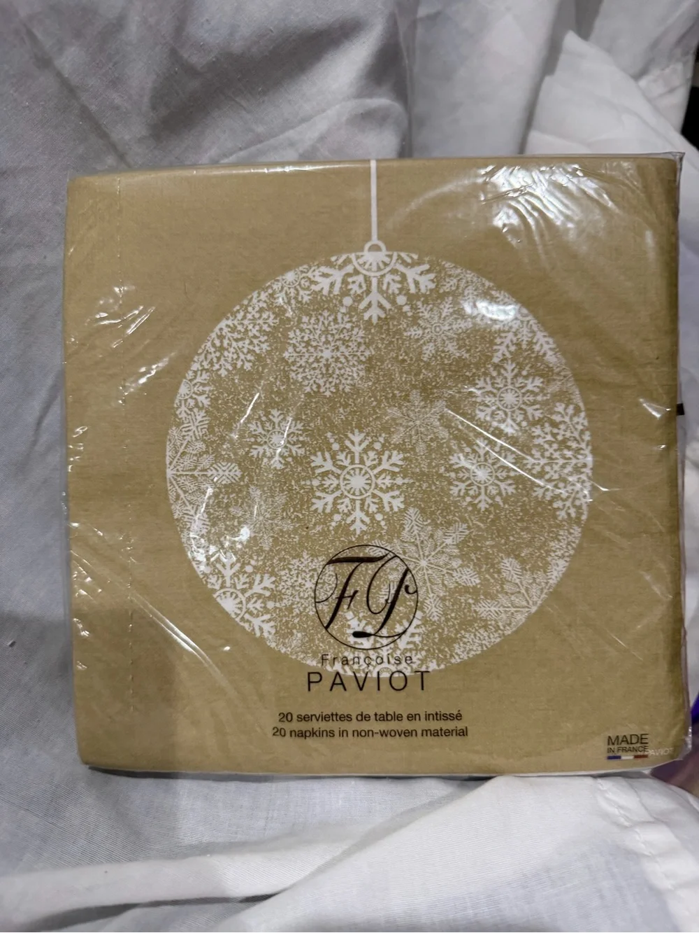 Francoise Paviot Holiday Snowflake Paper Napkins - Kraft Brown & White